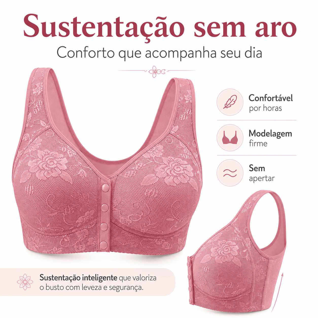 [Kit 2 peças] Sutiã Elisa - Sustentação Fecho Frontal