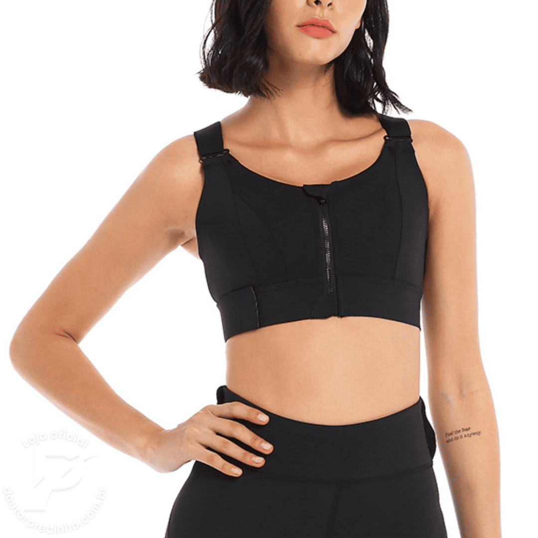 Top Aveline Fitness com Sustentação Reforçada e Fecho Frontal