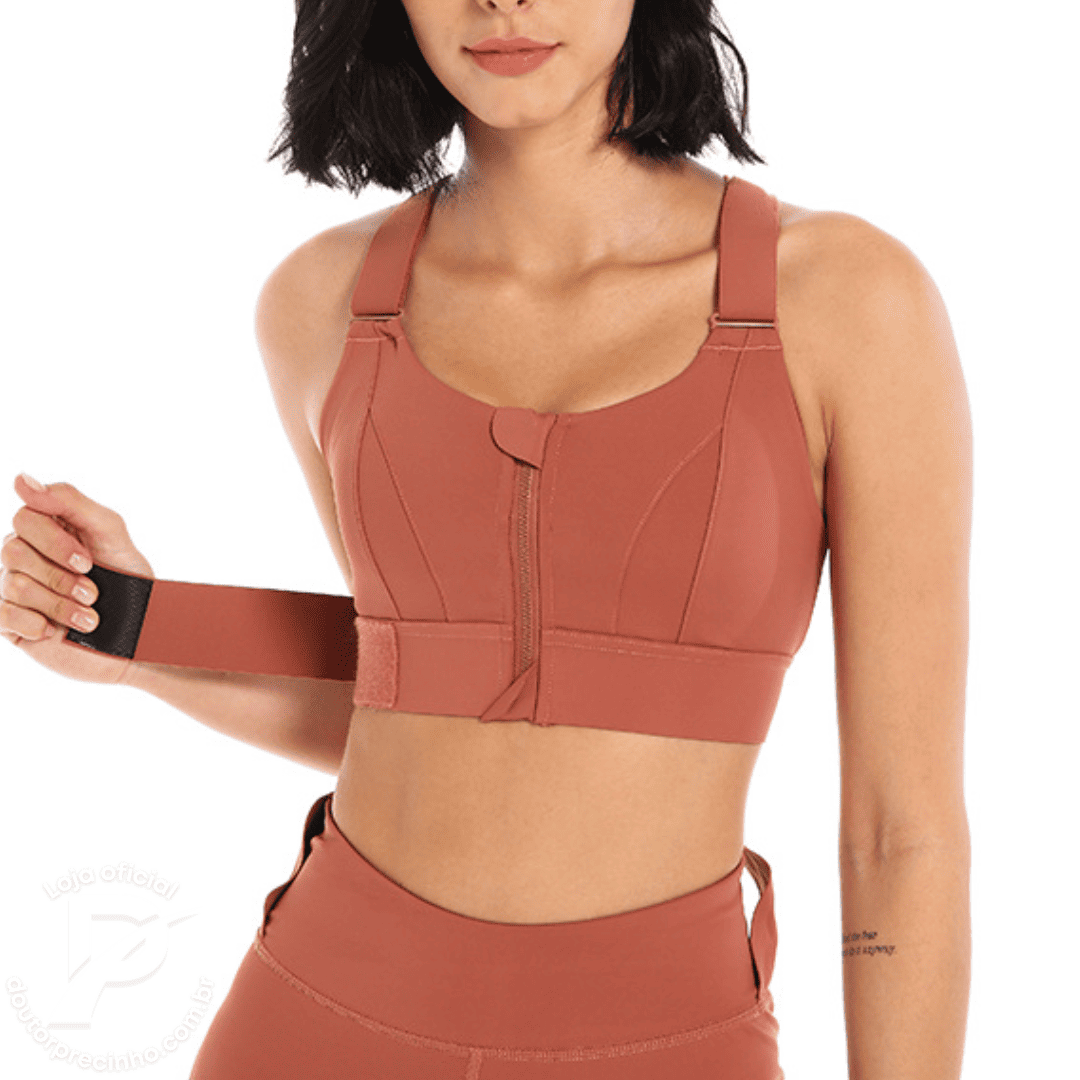 Top Aveline Fitness com Sustentação Reforçada e Fecho Frontal