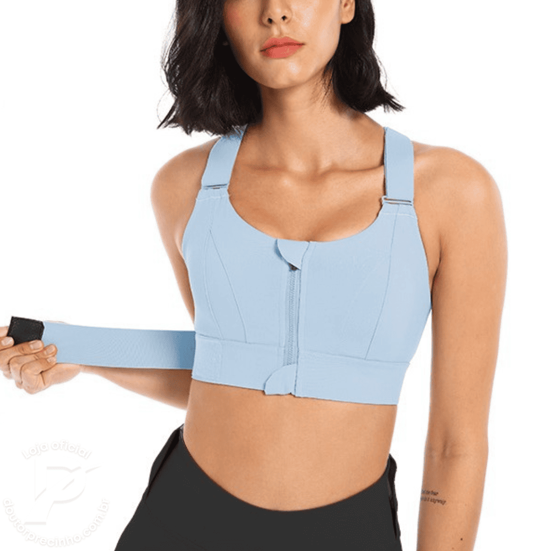 Top Aveline Fitness com Sustentação Reforçada e Fecho Frontal