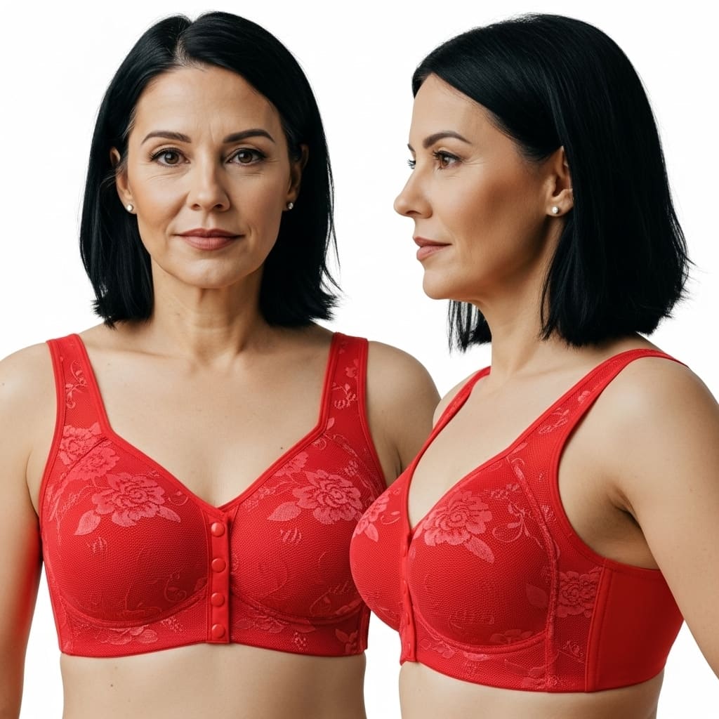 [Kit 2 peças] Sutiã Elisa - Alta Sustentação com Renda Floral e Fecho Frontal Prático