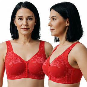 [Kit 2 peças] Sutiã Elisa - Alta Sustentação com Renda Floral e Fecho Frontal Prático