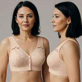 [Kit 2 peças] Sutiã Ivana - Alta Sustentação com Renda Floral e Fecho Frontal