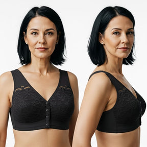 [Kit 2 peças] Sutiã Ivana - Alta Sustentação com Renda Floral e Fecho Frontal