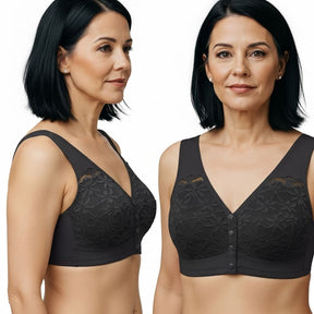 [Kit 2 peças] Sutiã Ivana - Alta Sustentação com Renda Floral e Fecho Frontal