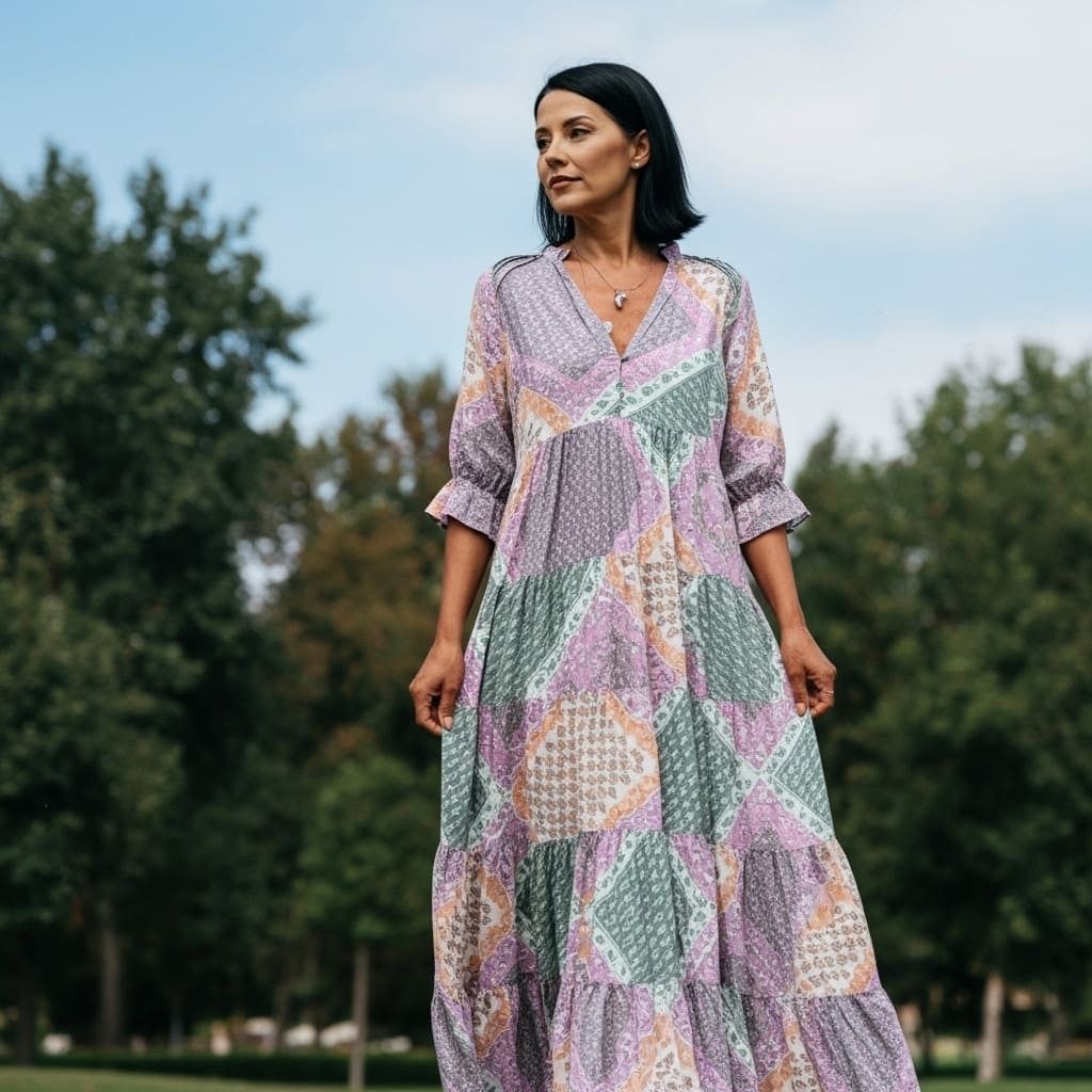 Vestido Patchwork Boho – Isadora