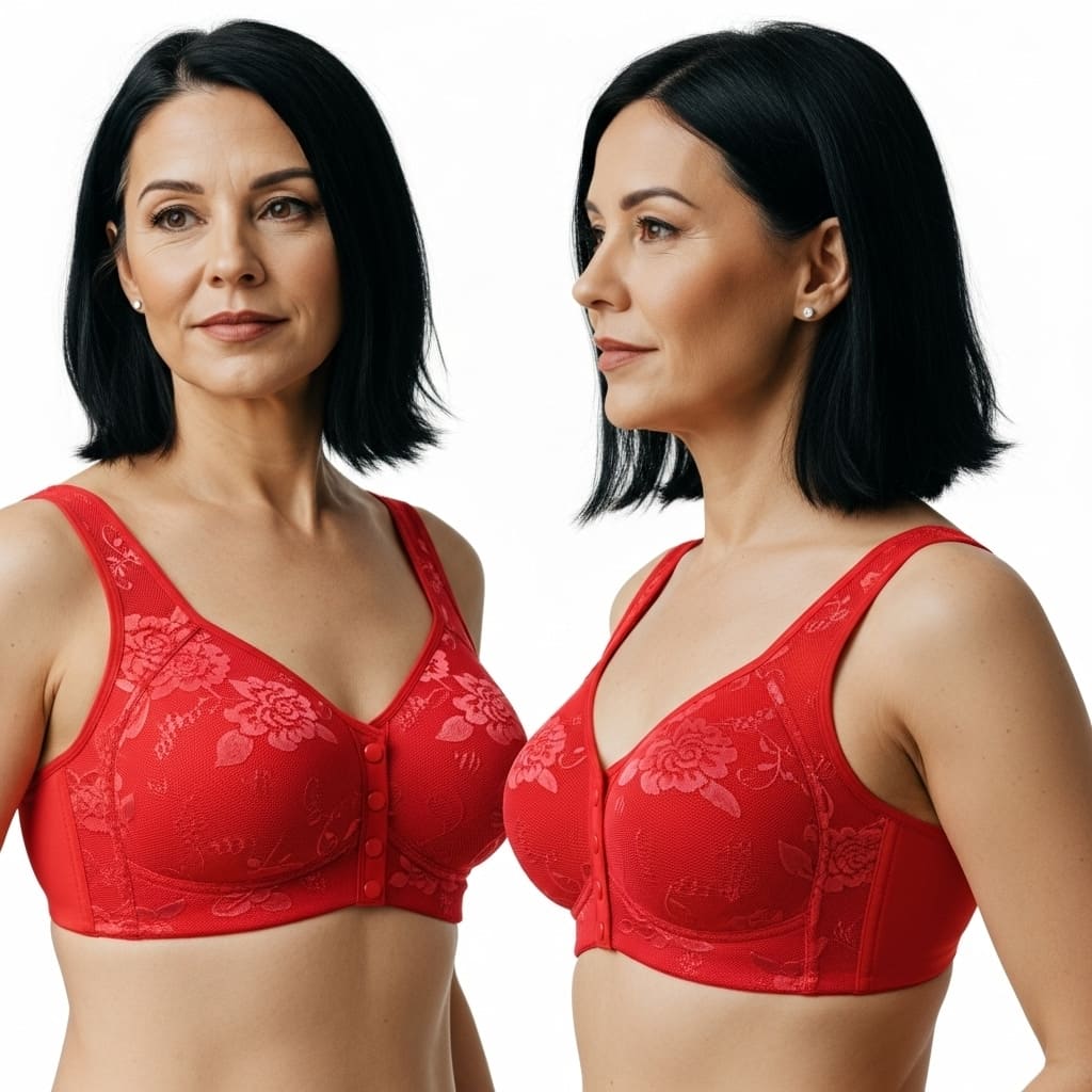 [Kit 2 peças] Sutiã Elisa - Alta Sustentação com Renda Floral e Fecho Frontal Prático