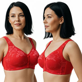 [Kit 2 peças] Sutiã Elisa - Alta Sustentação com Renda Floral e Fecho Frontal Prático