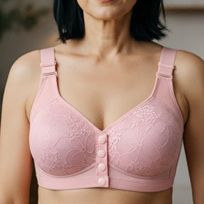 [Kit 3 peças] Sutiã Lorena - Alta Sustentação com Renda Floral e Fecho Frontal