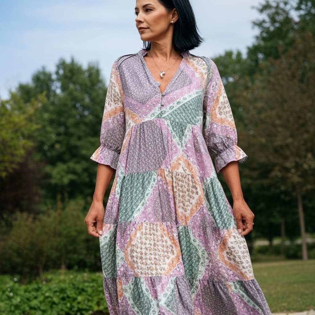 Vestido Patchwork Boho – Isadora