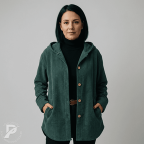 Casaco Brigite - Modelagem Oversized em Veludo Cotelê com Capuz