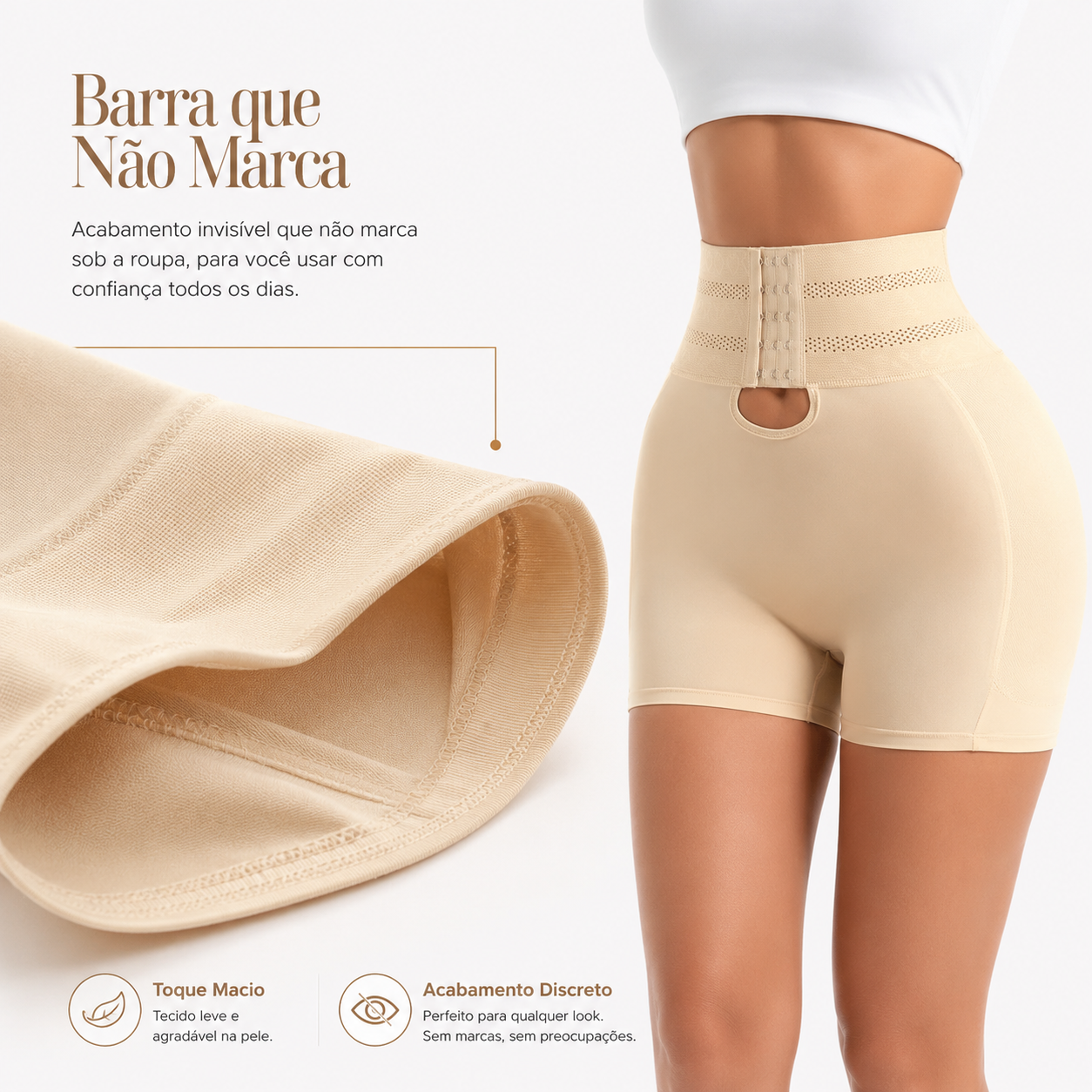 Barra sem marcação da Modeladora Mandy para uso sob roupas ajustadas