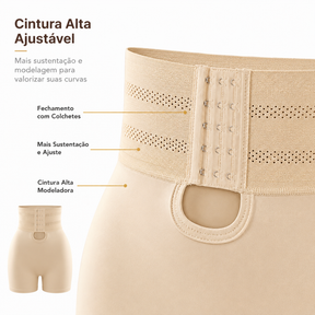Cintura alta ajustável da Modeladora Mandy com fechamento por colchetes