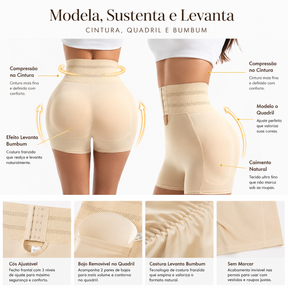 Modeladora Mandy vista traseira e lateral com efeito levanta bumbum e modelagem do quadril