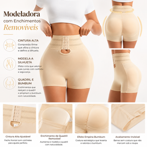 Modeladora Mandy com enchimentos removíveis, cintura alta e efeito modelador