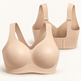 Kit de dois sutiãs nude sem costura: frente e costas com alças retas e fecho traseiro