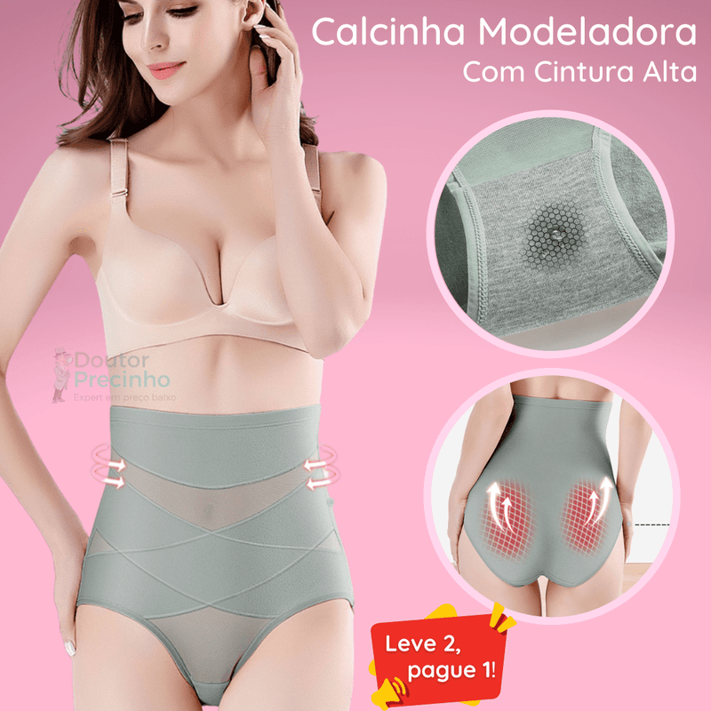 Calcinha modeladora com cintura alta [kit 2 unidades]