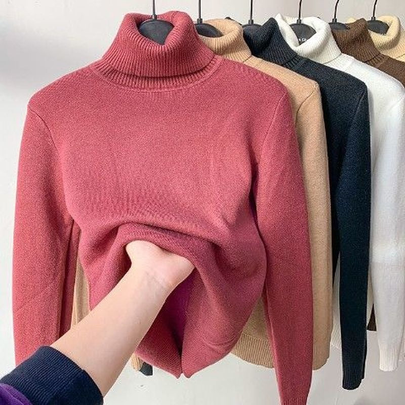 Suéter gola alta - Interior forrado em lã