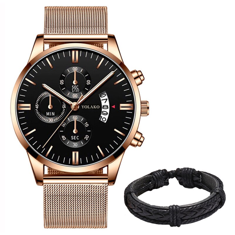 Kit relógio e pulseira de luxo - Elegance