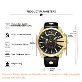 Relógio luxuoso masculino + Pulseira em couro