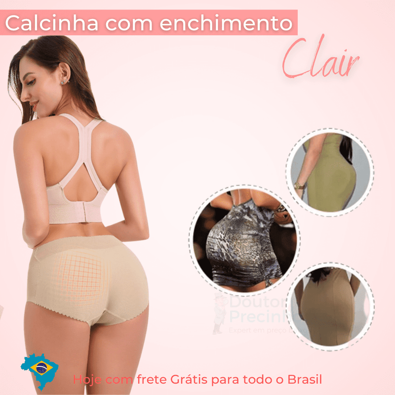 [2 peças] Calcinha Clair - Enchimento no bumbum [Frete Grátis]