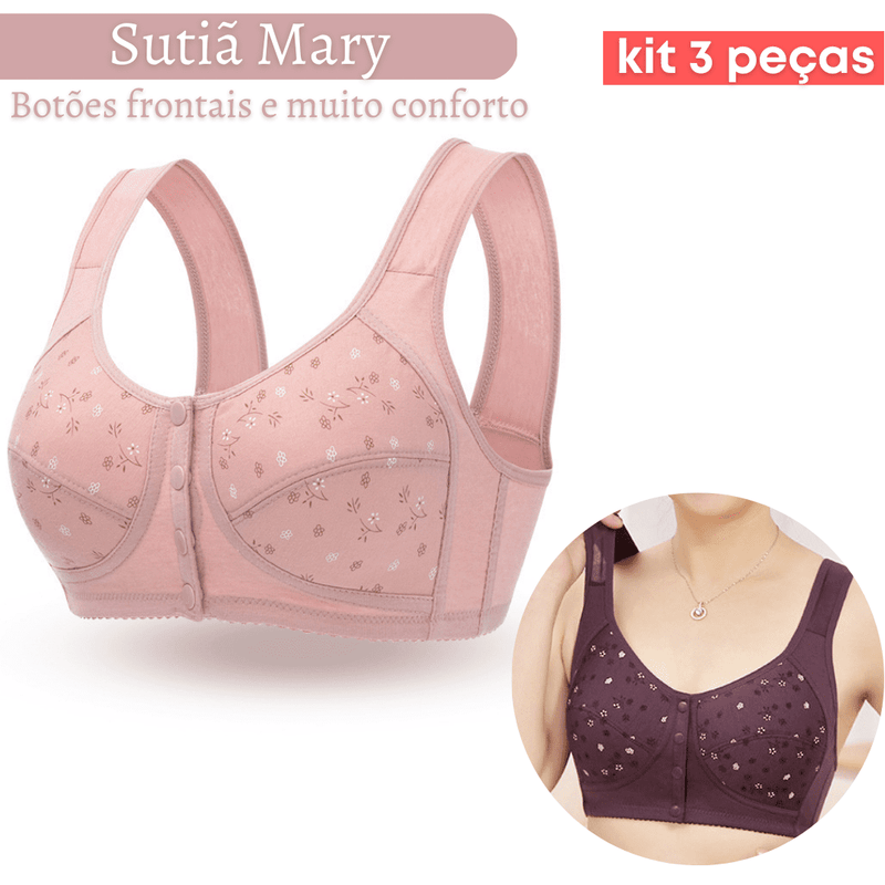 Sutiã Mary - Botões frontais [Kit 3 Peças]